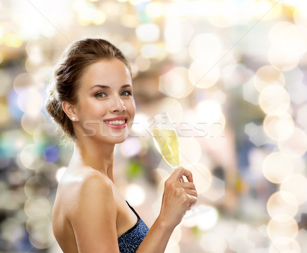 улыбающаяся женщина стекла вино вечеринка Сток-фото © dolgachov