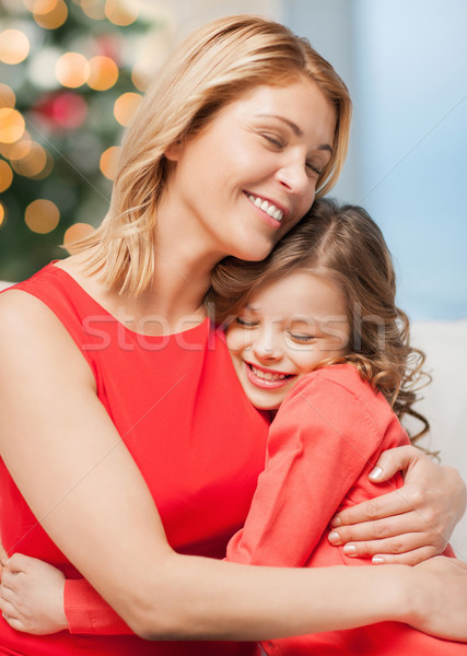 Foto stock: Mãe · filha · natal · felicidade