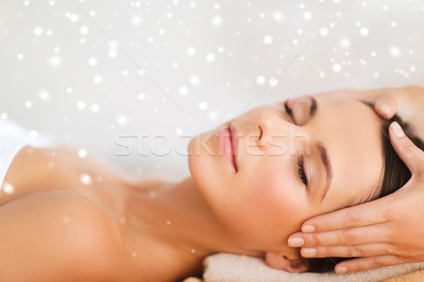 Foto stock: Bela · mulher · cara · cabeça · massagem · beleza · saúde