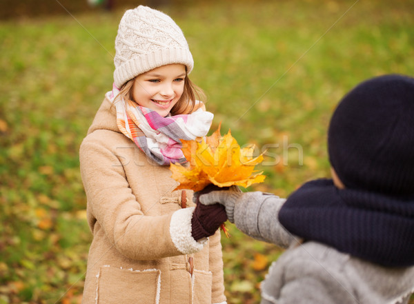 [[stock_photo]]: Souriant · enfants · automne · parc · enfance · saison