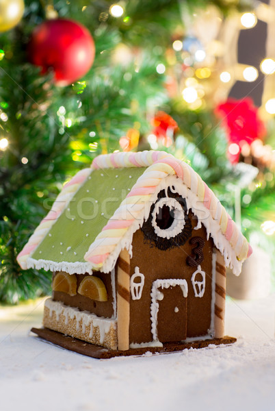 Stock photo: closeup of beautiful gingerbread house at home