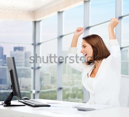 businesswoman screaming in front of computer Stock photo © dolgachov