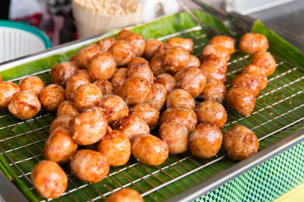 Frit boulettes de viande vente rue marché cuisson Photo stock © dolgachov