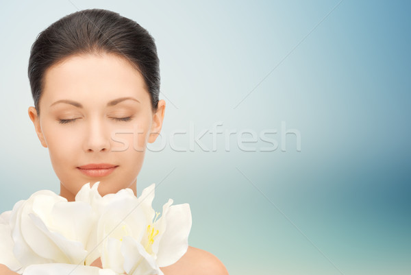 Stockfoto: Mooie · vrouw · bloemen · schoonheid · mensen · vakantie