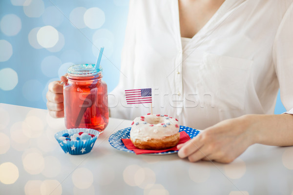 Stockfoto: Vrouw · vieren · amerikaanse · dag · viering · vakantie