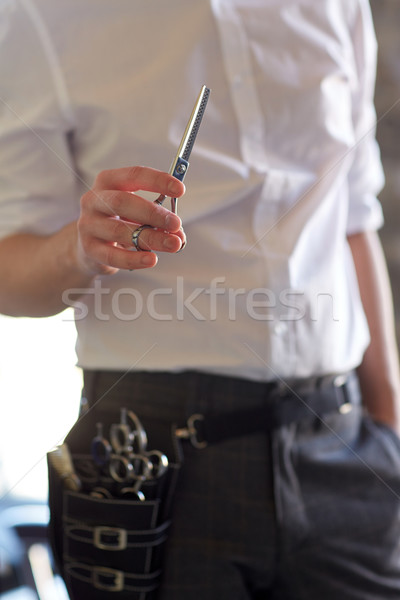 мужчины стилист ножницы салона красоту Сток-фото © dolgachov