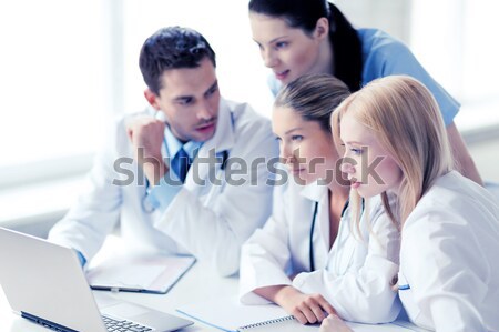 Heureux médecin groupe hôpital clinique profession [[stock_photo]] © dolgachov