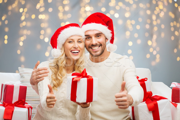 Foto stock: Feliz · Pareja · Navidad · regalos · vacaciones