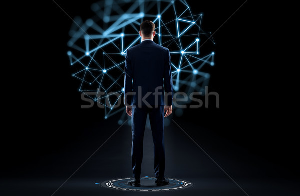 бизнесмен костюм назад черный бизнеса технологий Сток-фото © dolgachov