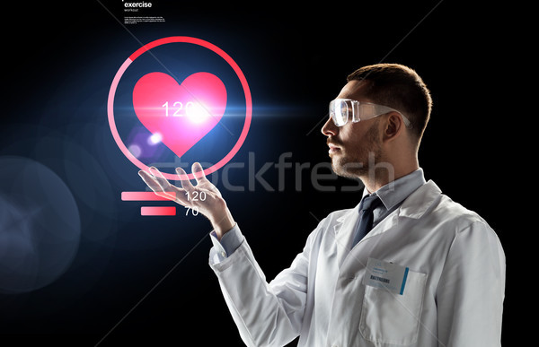 ストックフォト: 医師 · 科学 · 心拍数 · 投影 · 薬 · 心臓病学