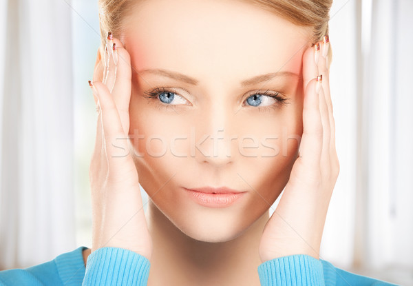 Boldogtalan nő tart fej kezek szomorú Stock fotó © dolgachov