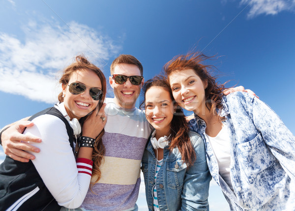 Stockfoto: Groep · tieners · buiten · zomer · vakantie