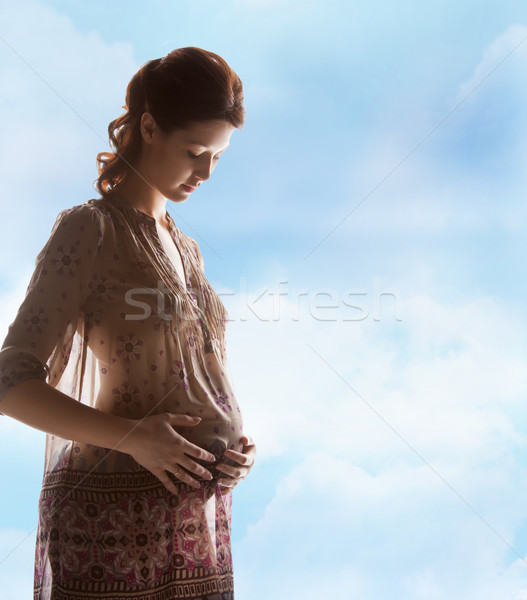 [[stock_photo]]: Silhouette · photos · enceintes · belle · femme · famille · maternité