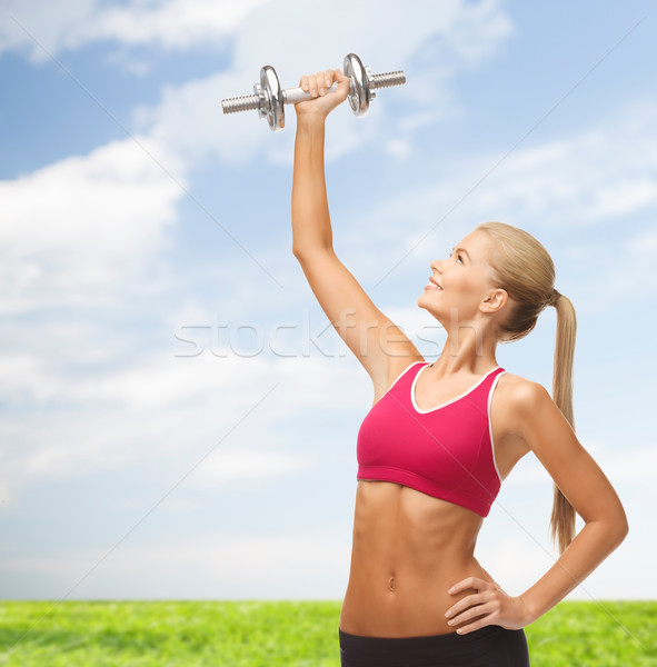 Glimlachende vrouw staal fitness dieet Stockfoto © dolgachov