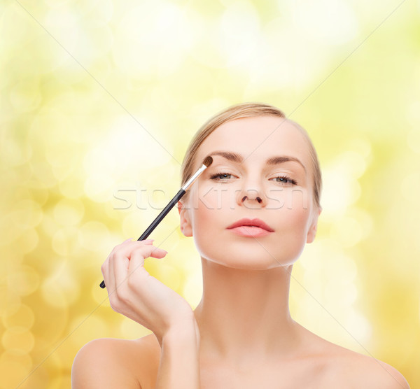 Schöne Frau Make-up Pinsel Kosmetik Gesundheit Schönheit Auge Stock foto © dolgachov