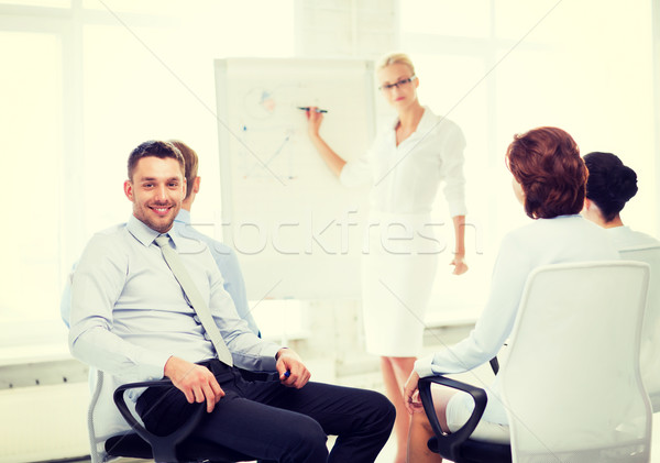 üzletember üzleti megbeszélés iroda kép mosolyog üzlet Stock fotó © dolgachov