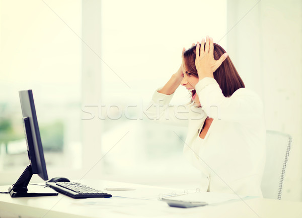 Vrouw computer business probleem crisis stress Stockfoto © dolgachov