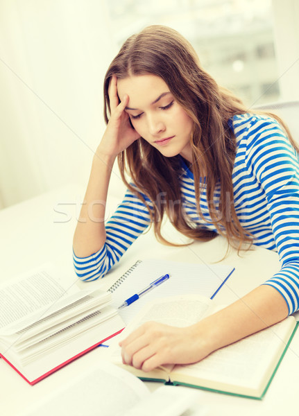 stressed student girl with books Stock photo © dolgachov