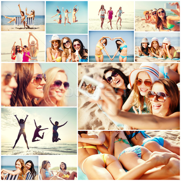 Stockfoto: Meisjes · strand · zomer · vakantie · vakantie