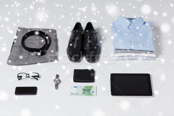 close up of formal clothes and personal stuff Stock photo © dolgachov