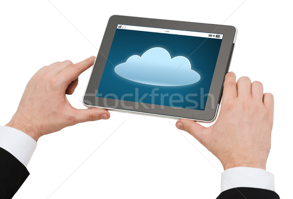 Mâini nor pictograma oameni de afaceri calculator Imagine de stoc © dolgachov