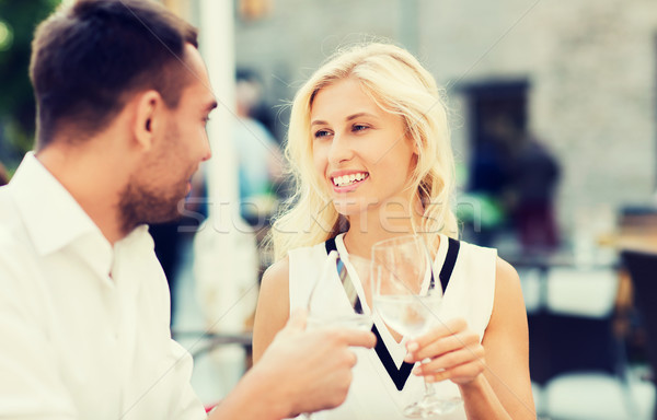 Foto stock: Sonriendo · Pareja · potable · champán · Servicio · amor