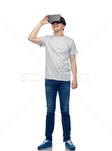 Glücklich Mann Wirklichkeit Headset 3D-Brille Stock foto © dolgachov