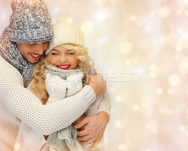 Famiglia felice Coppia inverno vestiti persone Foto d'archivio © dolgachov