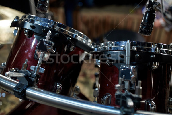 Drums muziek studio muziekinstrumenten entertainment microfoon Stockfoto © dolgachov