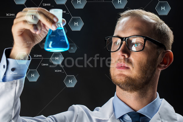 Stock foto: Jungen · Wissenschaftler · halten · Test · Kolben · chemischen