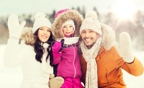 Szczęśliwą rodzinę ręce odkryty zimą rodzicielstwo Zdjęcia stock © dolgachov