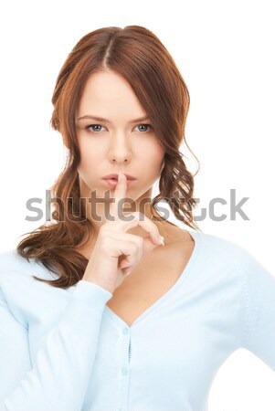Parmak dudaklar parlak resim genç kadın kadın Stok fotoğraf © dolgachov