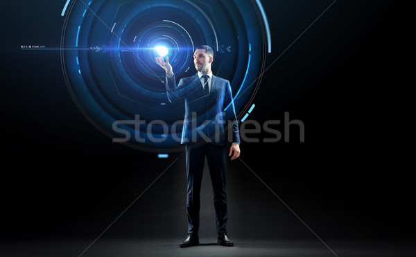 Geschäftsmann Anzug Projektion Business Wirklichkeit Stock foto © dolgachov