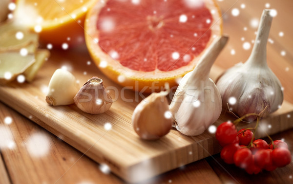 Citrus gember knoflook hout traditioneel geneeskunde Stockfoto © dolgachov
