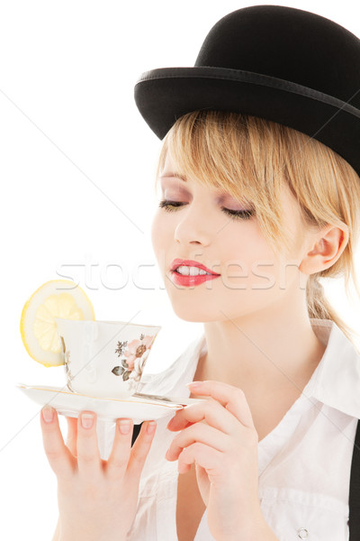 Tasse thé lumineuses photos fille femme [[stock_photo]] © dolgachov