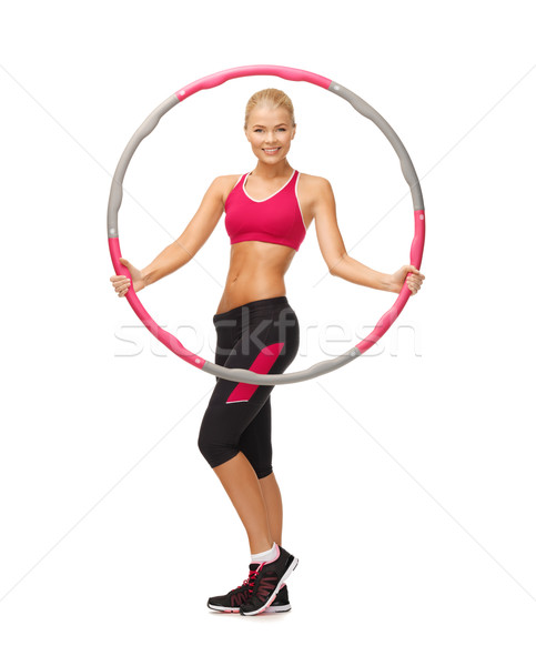 young sporty woman with hula hoop Stock photo © dolgachov