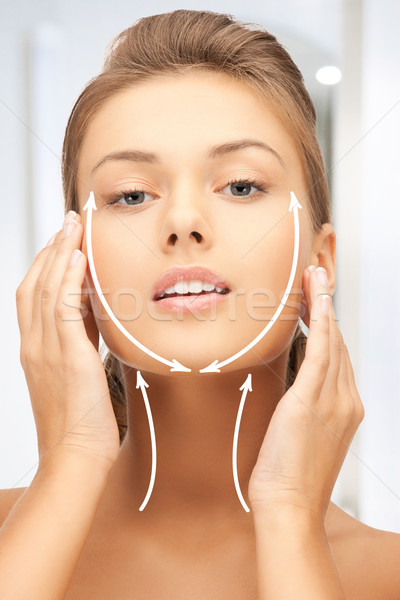 Vrouw klaar cosmetische chirurgie foto mooie vrouw gezicht Stockfoto © dolgachov