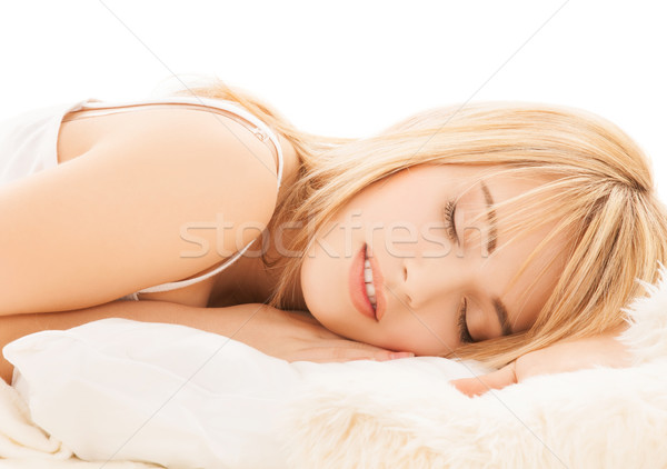 teenage girl sleeping at home Stock photo © dolgachov