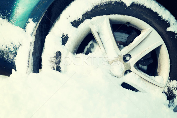 [[stock_photo]]: Voiture · roue · coincé · neige · transport