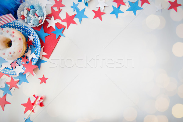 Stock photo: donut with candies and stars on independence day