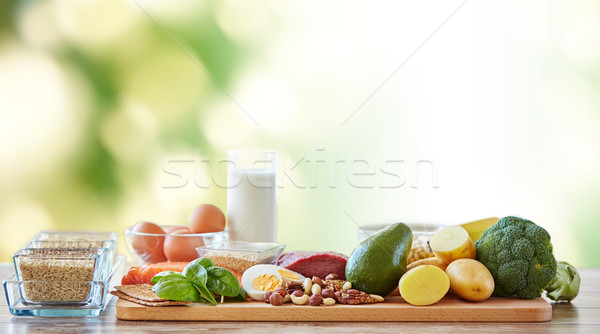 close up of different natural food items on table Stock photo © dolgachov