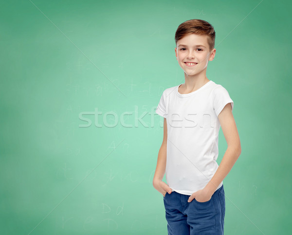 Stockfoto: Witte · tshirt · jeans · jeugd · school