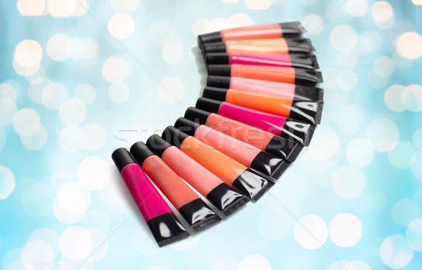 Lipgloss Blauw lichten cosmetica Stockfoto © dolgachov