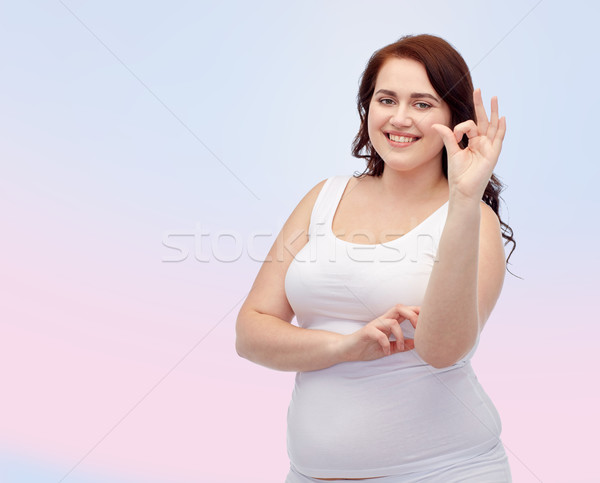 plus size woman in underwear showing ok hand sign Stock photo © dolgachov