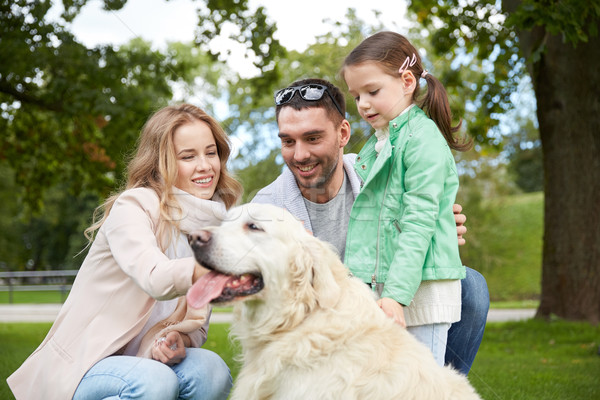 Gelukkig gezin labrador retriever hond park familie huisdier Stockfoto © dolgachov