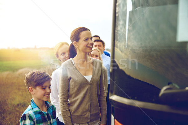 Grup mutlu yatılı seyahat otobüs Stok fotoğraf © dolgachov