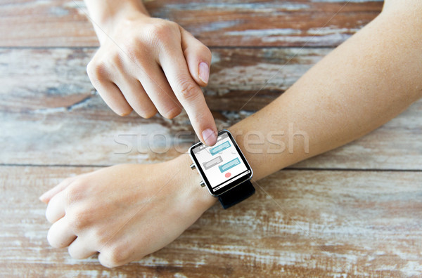 Stockfoto: Handen · boodschapper · smart · horloge · business