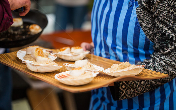 Snacks garnieren Muschel Essen Kochen Stock foto © dolgachov