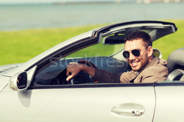 Stock fotó: Boldog · férfi · vezetés · cabrio · autó · kint