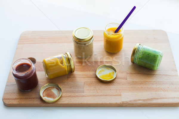 Vegetal fruto alimentos para bebês alimentação saudável nutrição vidro Foto stock © dolgachov